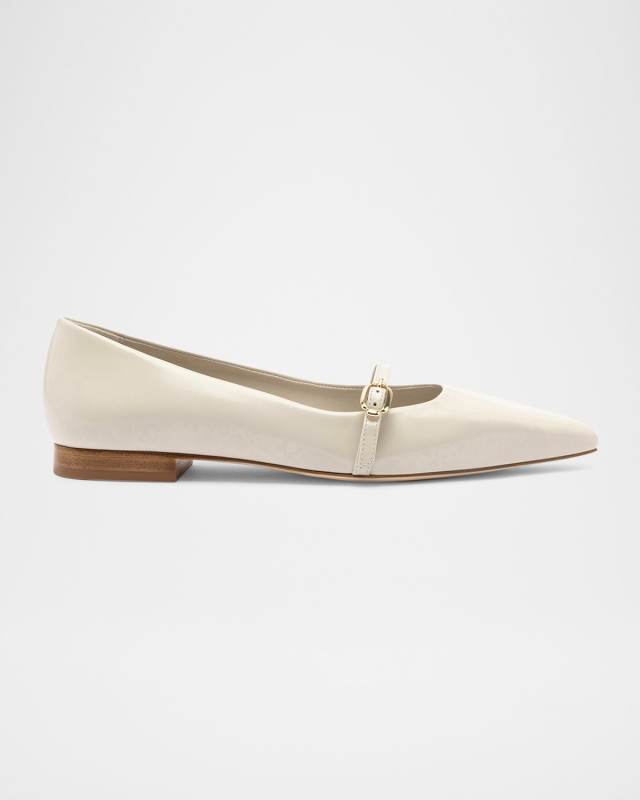 Irene Leather Buckle Ballerina Flats